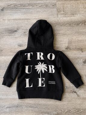 Little Trouble NWT Baby Hoodie 6-12M Black Skull Palm Graphic Pullover